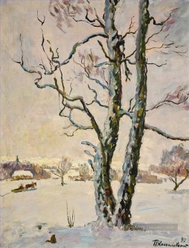  paysage - WINTER LANDSCAPE BIRCH TREES Petrovich Konchalovsky paysage de neige